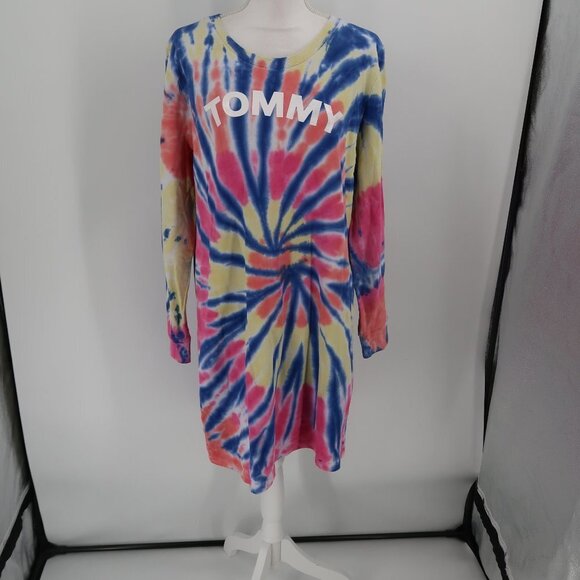 Tommy Hilfiger Long Sleeve Sweatshirt Dress Tie-Dye Size XL NWT - Picture 3 of 7